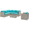 Modway Repose 7 Piece Outdoor Patio Sectional Set EEI-3010-LGR-TRQ-SET Light Gray Turquoise