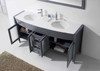 Virtu USA UM-3073-S-GR Ava 71" Double Bathroom Vanity in Grey with White Engineered Stone Top and Round Sink with Polished Chrome Faucet and Mirror