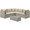 Modway Repose 6 Piece Outdoor Patio Sunbrella® Sectional Set EEI-3017-LGR-BEI-SET Light Gray Beige