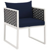 Modway Stance Outdoor Patio Aluminum Dining Armchair EEI-3053-WHI-NAV White Navy