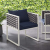 Modway Stance Outdoor Patio Aluminum Dining Armchair EEI-3053-WHI-NAV White Navy