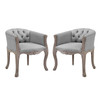 Modway Crown Vintage French Upholstered Fabric Dining Armchair Set of 2 EEI-3104-LGR-SET Light Gray