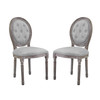 Modway Arise Vintage French Upholstered Fabric Dining Side Chair Set of 2 EEI-3105-LGR-SET Light Gray