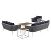 Modway Stance 6 Piece Outdoor Patio Aluminum Sectional Sofa Set EEI-3159-WHI-NAV-SET White Navy