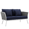 Modway Stance 7 Piece Outdoor Patio Aluminum Sectional Sofa Set EEI-3160-WHI-NAV-SET White Navy