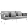 Modway Stance 3 Piece Outdoor Patio Aluminum Sectional Sofa Set EEI-3165-WHI-GRY-SET White Gray