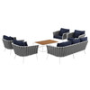 Modway Stance 6 Piece Outdoor Patio Aluminum Sectional Sofa Set EEI-3168-WHI-NAV-SET White Navy