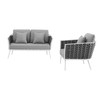 Modway Stance 2 Piece Outdoor Patio Aluminum Sectional Sofa Set EEI-3169-WHI-GRY-SET White Gray