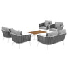 Modway Stance 6 Piece Outdoor Patio Aluminum Sectional Sofa Set EEI-3173-WHI-GRY-SET White Gray