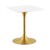 Modway Lippa 24" Square Wood Top Dining Table EEI-3210-GLD-WHI Gold White