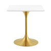 Modway Lippa 28" Square Wood Top Dining Table EEI-3211-GLD-WHI Gold White