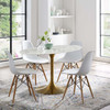 Modway Lippa 54" Oval Artificial Marble Dining Table EEI-3235-GLD-WHI Gold White