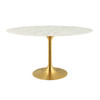 Modway Lippa 54" Oval Artificial Marble Dining Table EEI-3235-GLD-WHI Gold White