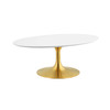 Modway Lippa 42" Oval-Shaped Wood Top Coffee Table EEI-3248-GLD-WHI Gold White