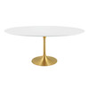 Modway Lippa 78" Oval Wood Dining Table EEI-3255-GLD-WHI Gold White