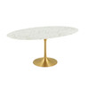 Modway Lippa 78" Oval Artificial Marble Dining Table EEI-3257-GLD-WHI Gold White