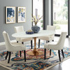 Modway Lippa 78" Oval Wood Dining Table EEI-3259-ROS-WHI Rose White
