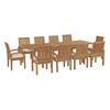 Modway Marina 11 Piece Outdoor Patio Teak Outdoor Dining Set EEI-3283-NAT-WHI-SET Natural White