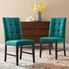 Modway Promulgate Biscuit Tufted Upholstered Fabric Dining Chair Set of 2 EEI-3335-TEA Teal