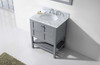 Virtu USA ES-30030-WMRO-GR-Winterfell 30" Single Bathroom Vanity in Grey with Italian Carrara White Marble Top and Round Sink with Mirror