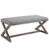 Modway Province Vintage French X-Brace Upholstered Fabric Bench EEI-3371-LGR Light Gray