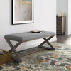 Modway Province Vintage French X-Brace Upholstered Fabric Bench EEI-3371-LGR Light Gray