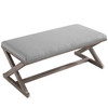 Modway Province Vintage French X-Brace Upholstered Fabric Bench EEI-3371-LGR Light Gray