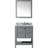 Virtu USA ES-30030-WMSQ-GR-Winterfell 30" Single Bathroom Vanity in Grey with Italian Carrara White Marble Top and Square Sink with Mirror