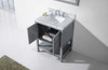 Virtu USA ES-30030-WMSQ-GR-Winterfell 30" Single Bathroom Vanity in Grey with Italian Carrara White Marble Top and Square Sink with Mirror