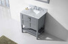 Virtu USA ES-30030-WMSQ-GR-Winterfell 30" Single Bathroom Vanity in Grey with Italian Carrara White Marble Top and Square Sink with Mirror