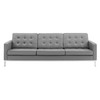 Modway Loft Tufted Upholstered Faux Leather Sofa EEI-3385-SLV-GRY Silver Gray