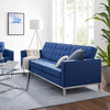 Modway Loft Tufted Upholstered Faux Leather Sofa EEI-3385-SLV-NAV Silver Navy