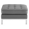 Modway Loft Tufted Upholstered Faux Leather Ottoman EEI-3394-SLV-GRY Silver Gray