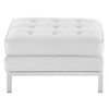 Modway Loft Tufted Upholstered Faux Leather Ottoman EEI-3394-SLV-WHI Silver White