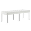 Modway Loft Tufted Large Upholstered Faux Leather Bench EEI-3397-SLV-WHI Silver White