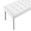 Modway Loft Tufted Large Upholstered Faux Leather Bench EEI-3397-SLV-WHI Silver White