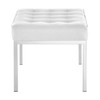 Modway Loft Tufted Medium Upholstered Faux Leather Bench EEI-3400-SLV-WHI Silver White