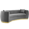 Modway Enthusiastic Vertical Channel Tufted Curved Performance Velvet Sofa EEI-3407-GRY Gray