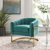 Modway Esteem Vertical Channel Tufted Performance Velvet Accent Armchair EEI-3414-TEA Teal