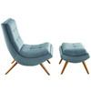 Modway Ramp Upholstered Performance Velvet Lounge Chair and Ottoman Set EEI-3487-LBU Light Blue