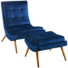 Modway Ramp Upholstered Performance Velvet Lounge Chair and Ottoman Set EEI-3487-NAV Navy