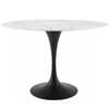Modway Lippa 48" Oval Artificial Marble Dining Table EEI-3518-BLK-WHI