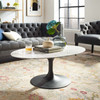 Modway Lippa 42" Oval-Shaped Artificial Marble Coffee Table EEI-3534-BLK-WHI