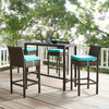 Modway Conduit Bar Stool Outdoor Patio Wicker Rattan Set of 4 EEI-3601-BRN-TRQ