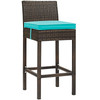 Modway Conduit Bar Stool Outdoor Patio Wicker Rattan Set of 4 EEI-3601-BRN-TRQ