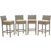 Modway Conduit Bar Stool Outdoor Patio Wicker Rattan Set of 4 EEI-3602-LGR-BEI