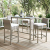 Modway Conduit Bar Stool Outdoor Patio Wicker Rattan Set of 4 EEI-3602-LGR-WHI