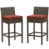 Modway Conduit Bar Stool Outdoor Patio Wicker Rattan Set of 2 EEI-3603-BRN-CUR