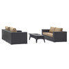 Modway Convene 4 Piece Set Outdoor Patio with Fire Pit EEI-3725-EXP-MOC-SET Espresso Mocha