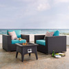 Modway Convene 3 Piece Set Outdoor Patio with Fire Pit EEI-3727-EXP-TRQ-SET Espresso Turquois